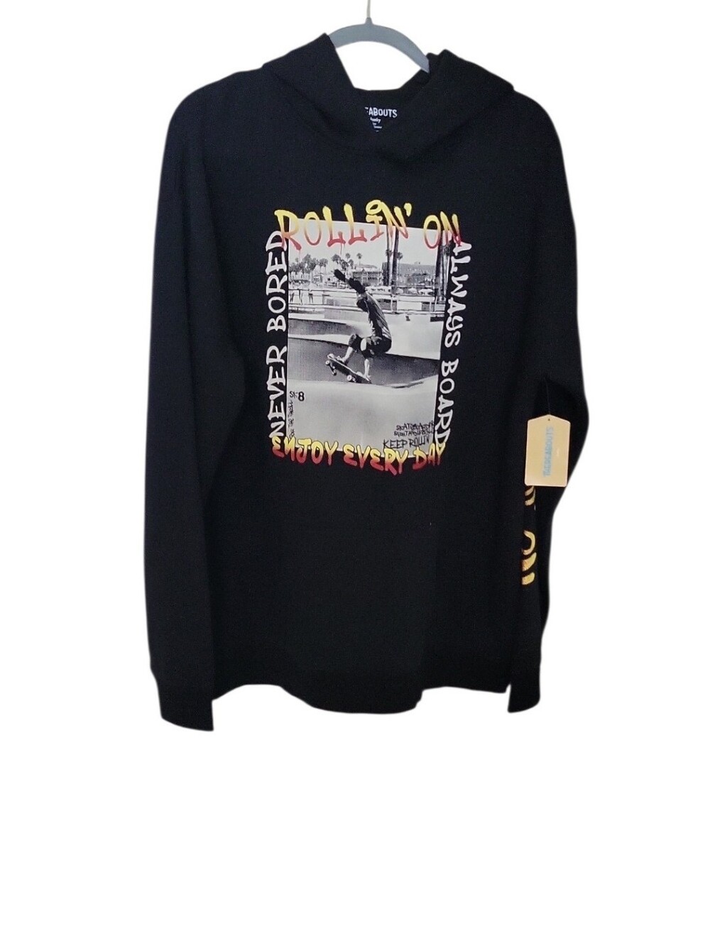 Thereabouts Little & Kids Black Skateboard Graphic Hoodie